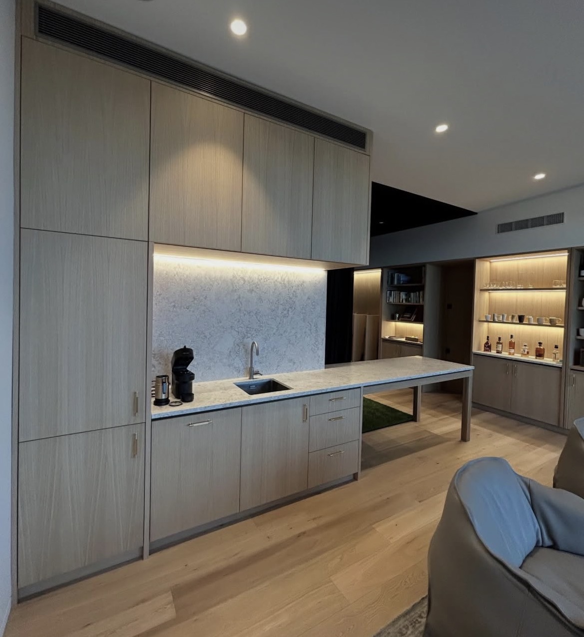 Luxury kitchen under-cabinet LED lighting by Knight Electrical Solutions